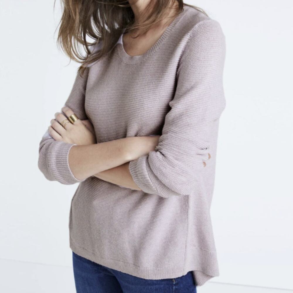Madewell Riverside Texture Sweater Heather Lilac Purple Pullover Knit Size Small